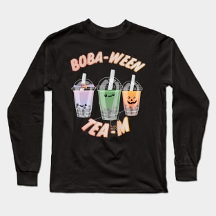 Boba Tea, Bubble Tea Halloween Team, Boba-ween Tea-m! Aesthetic Halloween design. Long Sleeve T-Shirt